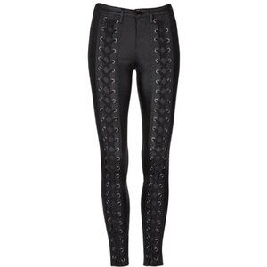 Black High Waist Lace-up Skinny Leggings / Pants
